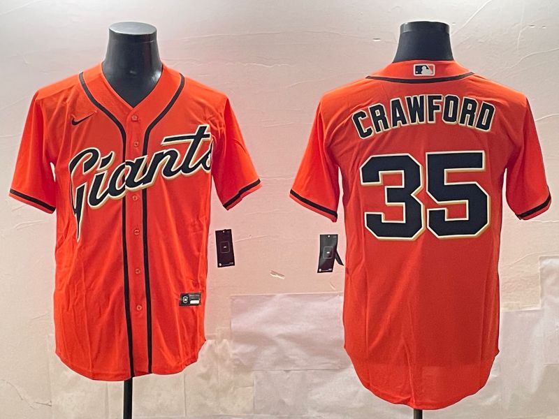 Men San Francisco Giants #35 Crawford Orange Game 2025 Nike MLB Jersey style 1
